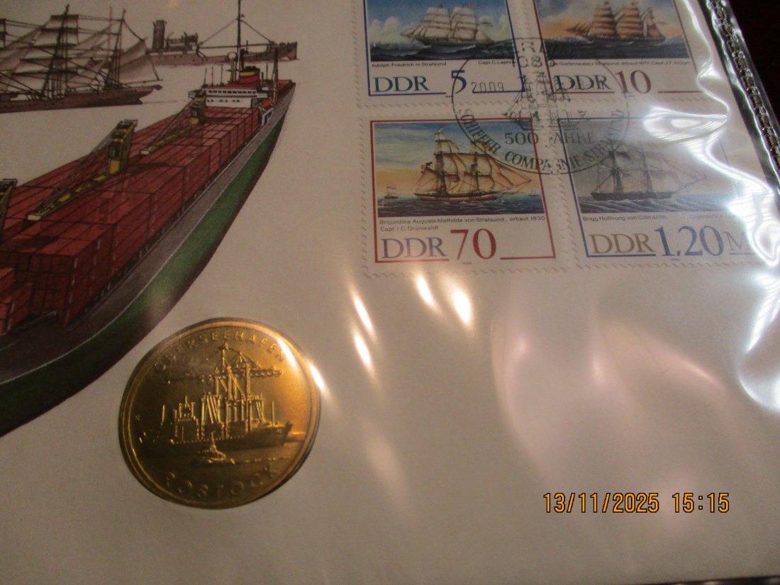  Numisbrief 5 Mark DDR 1988 Rostock Überseehafen  Metall: (K-N-Zk) Gewicht: 9,6 Gramm /1   