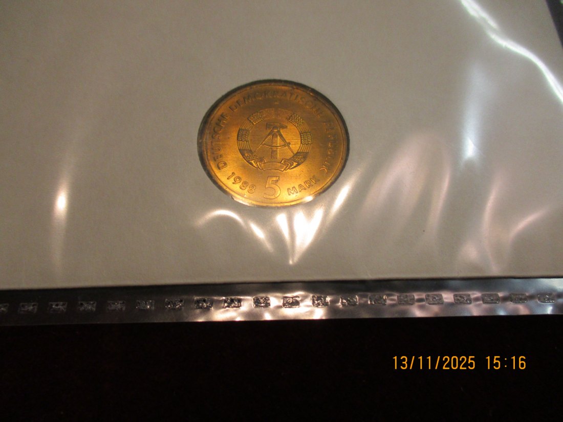  Numisbrief 5 Mark DDR 1988 - 500 Jahre Postwesen  Metall: (K-N-Zk) Gewicht: 9,6 Gramm /1   