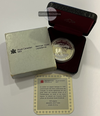  Kanada 1 Kanadischer Dollar 1985 100 Jahre Nationalpark FM-Frankfurt Feinsilber: 11,65   