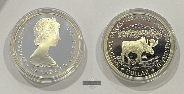  Kanada 1 Kanadischer Dollar 1985 100 Jahre Nationalpark FM-Frankfurt Feinsilber: 11,65   