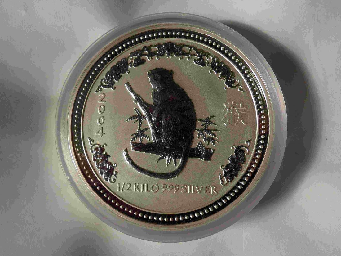  0,5 kg Lunar I - Jahr des Affen 2004 Auflage: 1.287 Stücke; Münze Tip-Top   