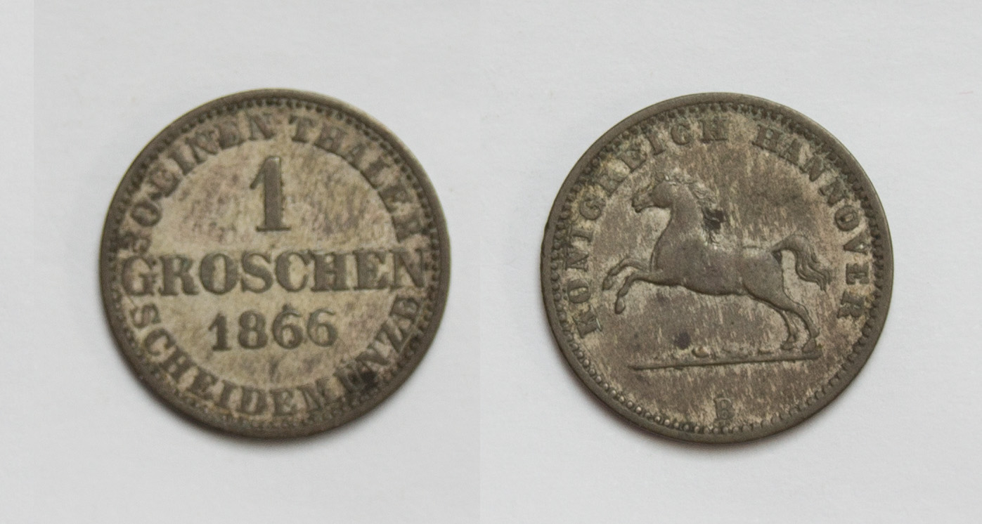  Brauschweig-Calenberg-Hannover 1 Groschen 1866 B Georg V. 1851-1866 ss   