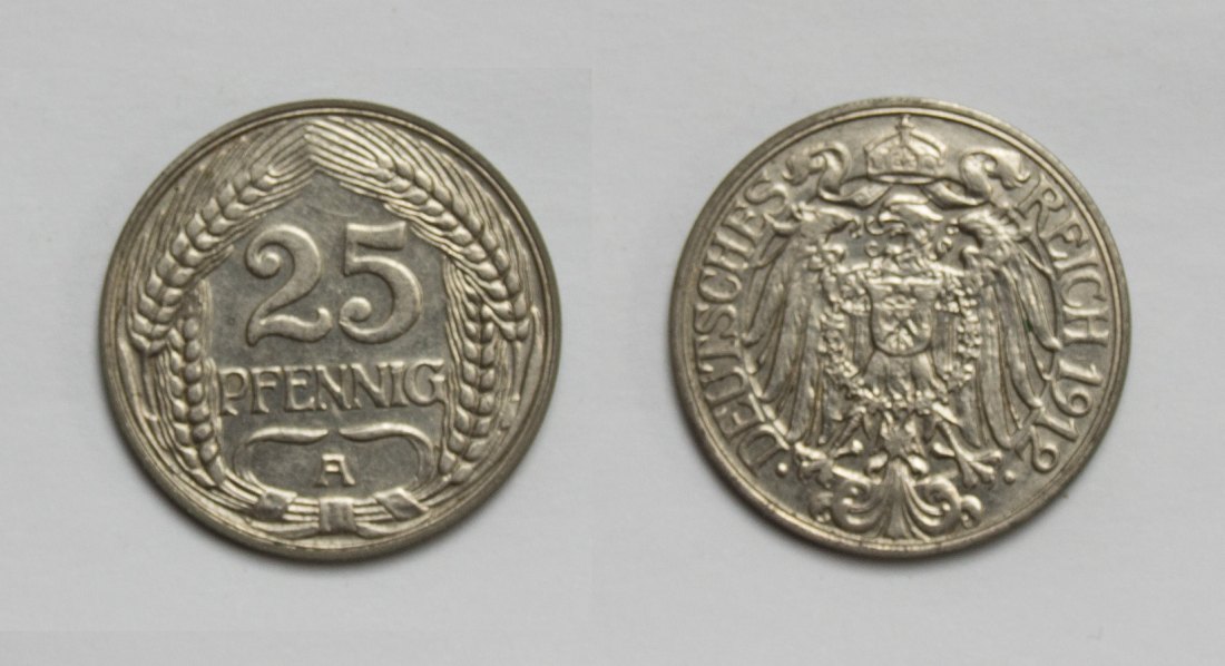  Kaiserreich 25 Pfennig 1912 A Großer Adler gutes vz.   