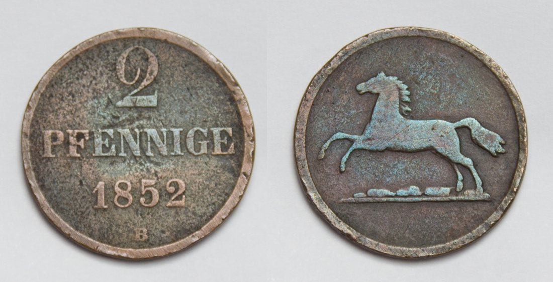  Braunschweig-Wolfenbüttel 2 Pfennig 1852 B s-ss   