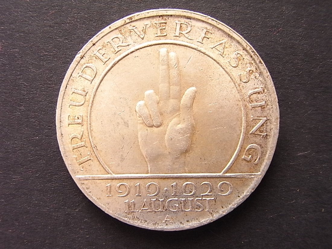  Weimaer Republik 3 Mark 1929 A fvzgl Schwurhand   