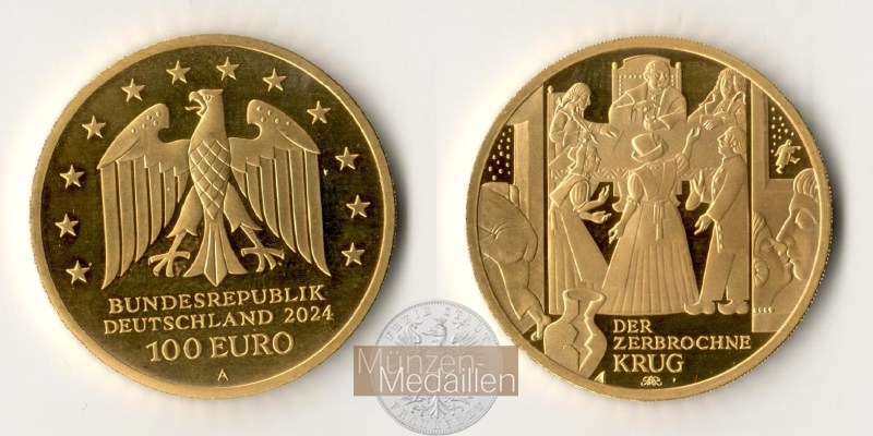 BRD. 100 Euro MM-Frankfurt  Feingewicht: 15,55g Gold Meisterwerke der dt. Literatur - Krug 2024 A 
