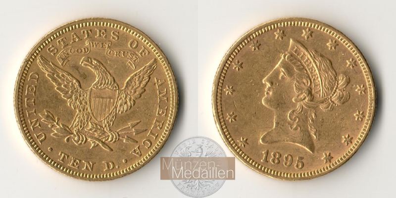 USA 10 Dollar MM-Frankfurt Feingold: 15,05g Liberty Head 1895 