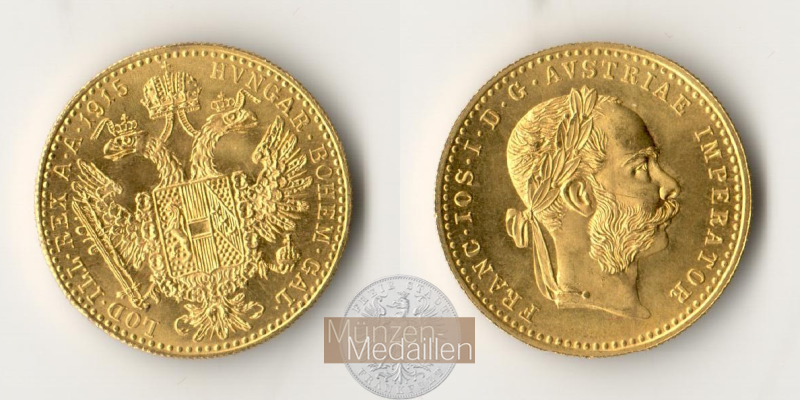 Österreich-Ungarn, Franz Joseph I. MM-Frankfurt Feingold: 3,44g Dukat 1914 