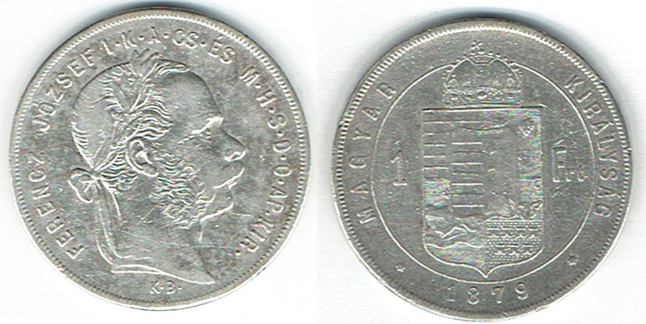  SZAIVERT KAISERREICH ÖSTERREICH FRANZ JOSEPH GULDEN FORINT 1879 KB   