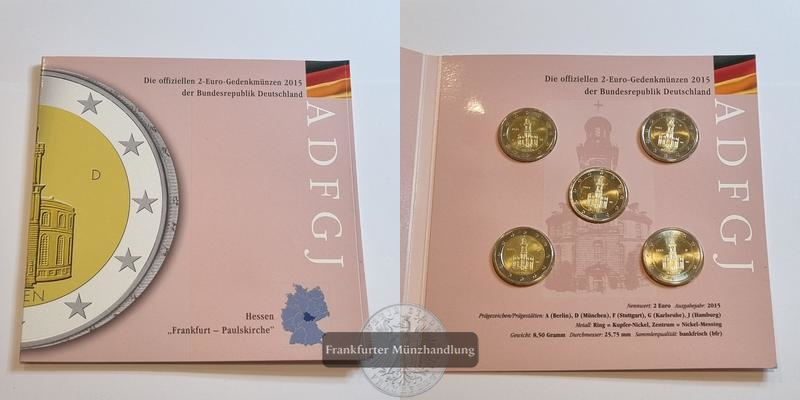  Deutschland 2 Euro 2015 KMS Hessen Frankfurt - Paulskirche [A, D, F, G, J] FM-Frankfurt   