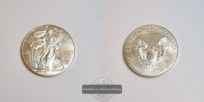  USA 1 Dollar 2021 American Silver Eagle  FM-Frankfurt  Feinsilber: 31,1g   