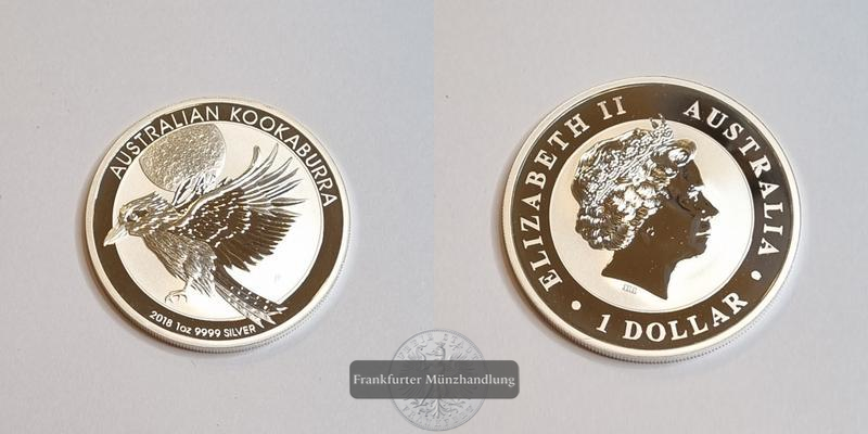  Australien 1 Dollar 2018, Kookaburra FM-Frankfurt Feinsilber: 31,1g   
