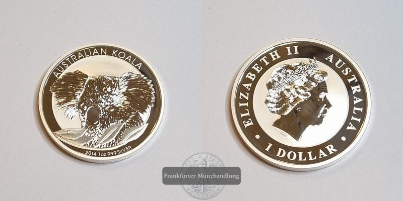  Australien 1 Dollar 2014 Koala FM-Frankfurt  KM# 2912 Feinsilber: 31,1g   