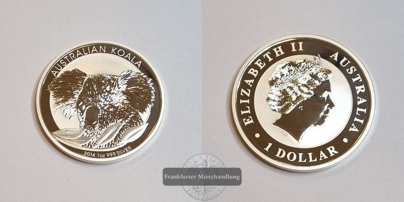  Australien 1 Dollar 2014 Koala FM-Frankfurt  KM# 2912 Feinsilber: 31,1g   