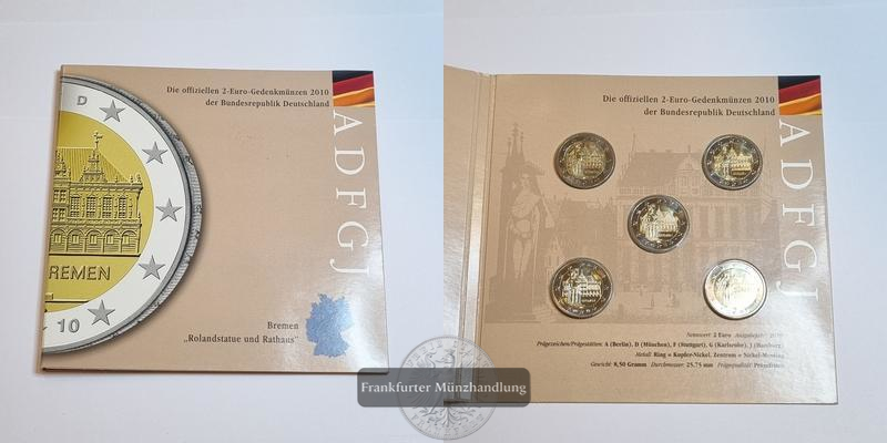  Deutschland 2 Euro 2010 KMS Bremen Rolandstatue und Rathaus [A, D, F, G, J] FM-Frankfurt   