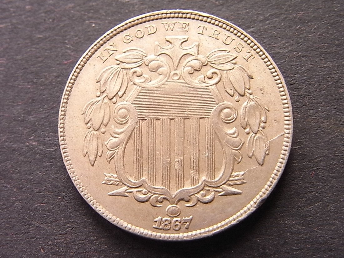  USA 5 Cents 1867 ss+   