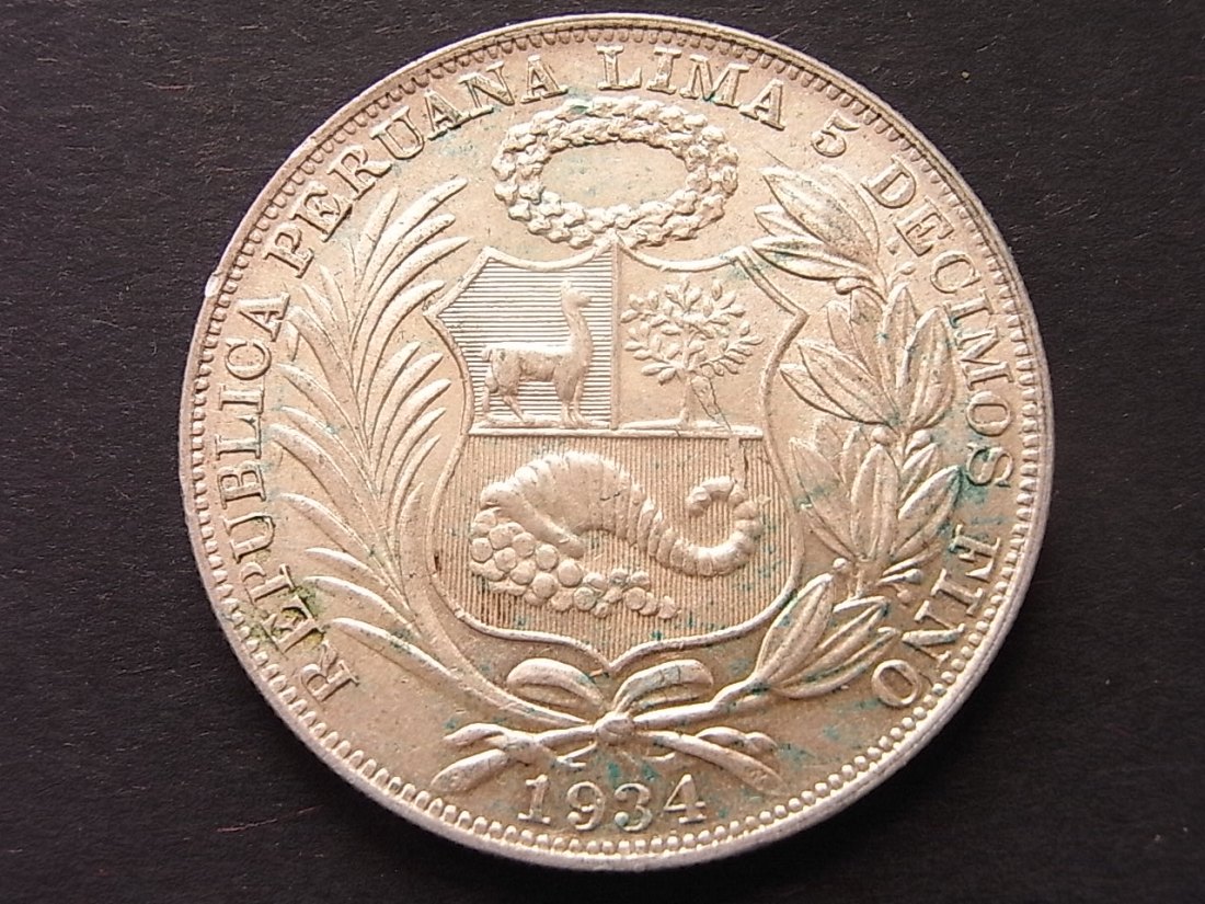  Peru 1 Sol 1934 vzgl Silber 24,93gramm   