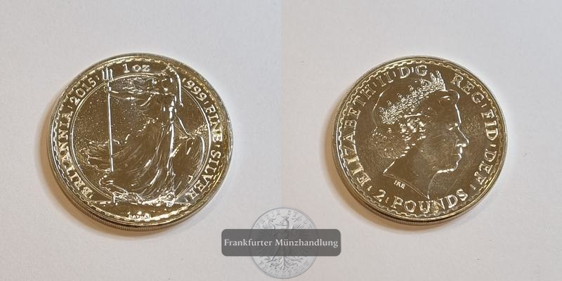  Großbritannien 2 Pfund 2015 Britannia  FM-Frankfurt  Feinsilber: 31,1g   