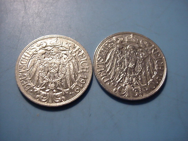  Kaiserreich 25 Pfennig 1909-1912   