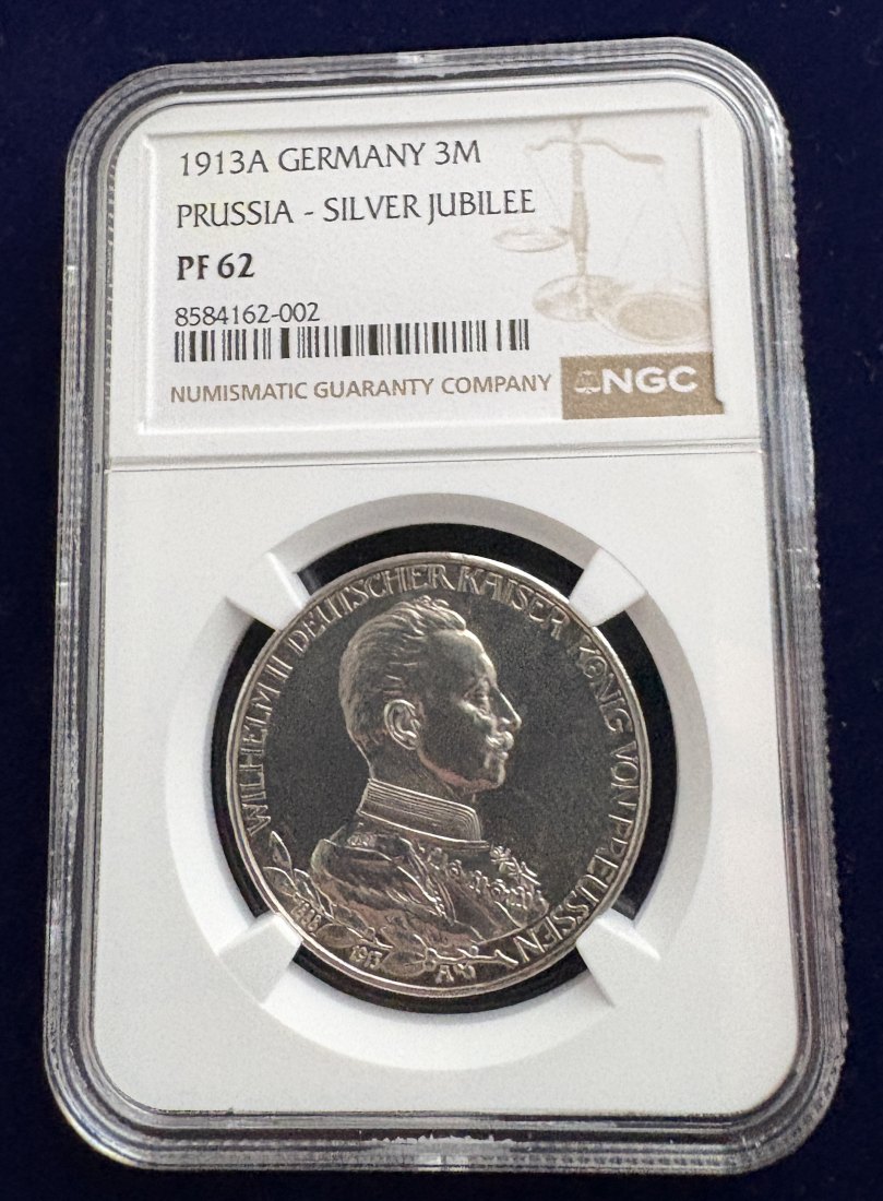 3 Mark Preußen „Silberjubiläum“- 1913 A- NGC PF 62 - Polierte Platte