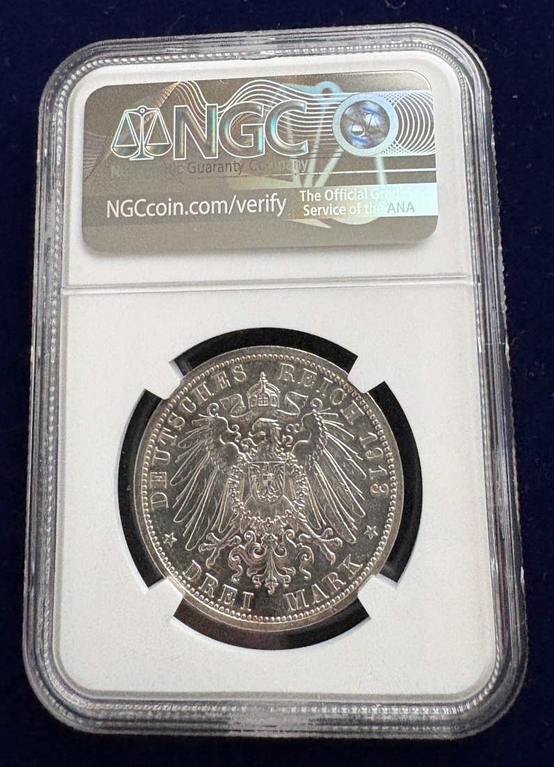  3 Mark Preußen „Silberjubiläum“- 1913 A- NGC PF 62 - Polierte Platte   