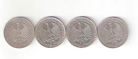  RARITÄT!!! 2 D Mark Max Planck 1964 Satz DFGJ Selten   