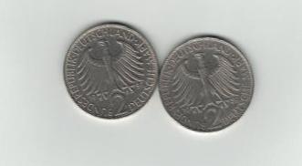  RARITÄT!!! 2 D Mark Max Planck 1959 Satz DF Selten   