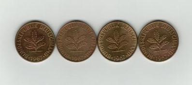  RARITÄT!!! 10 Pfennig 1967 Satz DFGJ Selten   