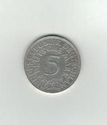  5 DM Silberadler 1951 D PRACHTSTÜCK   