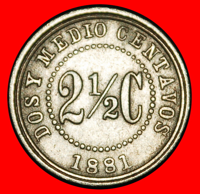  Ⰿ USA and GREAT BRITAIN: COLOMBIA ★ 2 1/2 CENTAVOS 1881 UNCOMMON!★LOW START ★ NO RESERVE!   