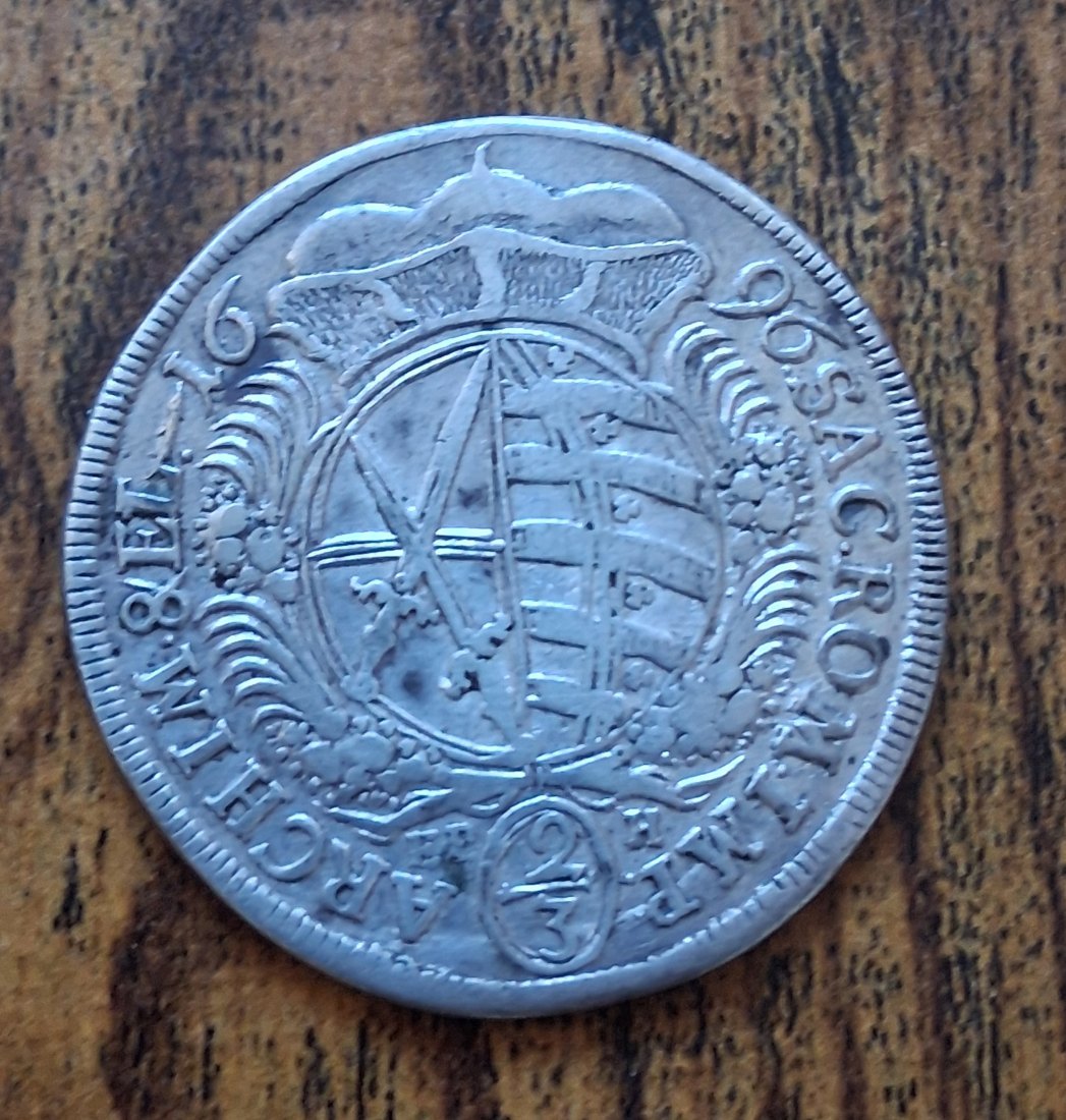  2/3 Taler 1696 August der Starke Sachsen,Original   