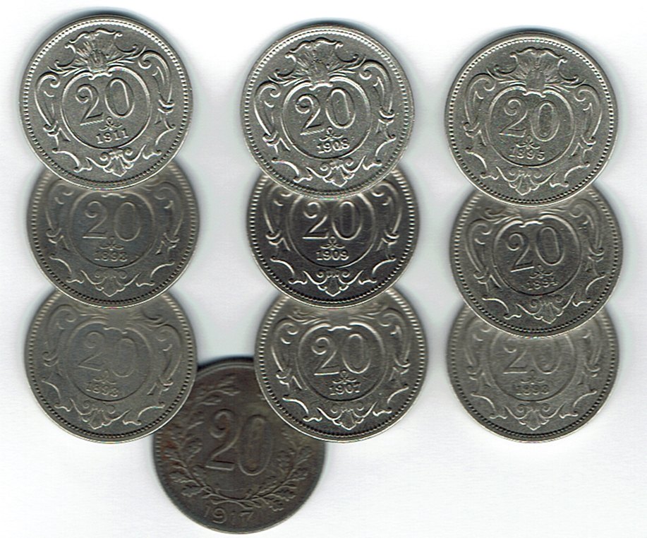  SZAIVERT KAISERREICH ÖSTERREICH UNGARN FRANZ JOSEPH 20 HELLER 20 FILLER   