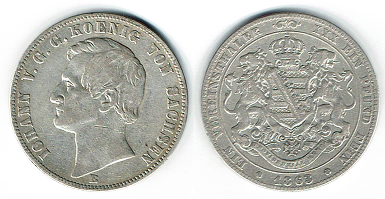  SZAIVERT ALTDEUTSCHLAND SACHSEN KÖNIGREICH JOHANN VEREINSTALER 1863   