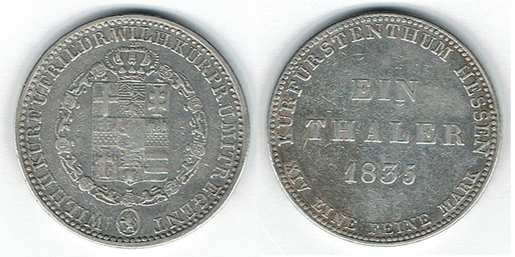  SZAIVERT ALTDEUTSCHLAND KURFÜRSTENTUM HESSEN WILHELM II. MITREGENT FRIEDRICH WILHELM TALER   