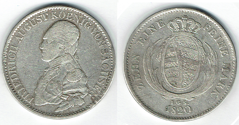  SZAIVERT ALTDEUTSCHLAND SACHSEN KÖNIGREICH FRIEDRICH AUGUST I. KONVENTIONSTALER   