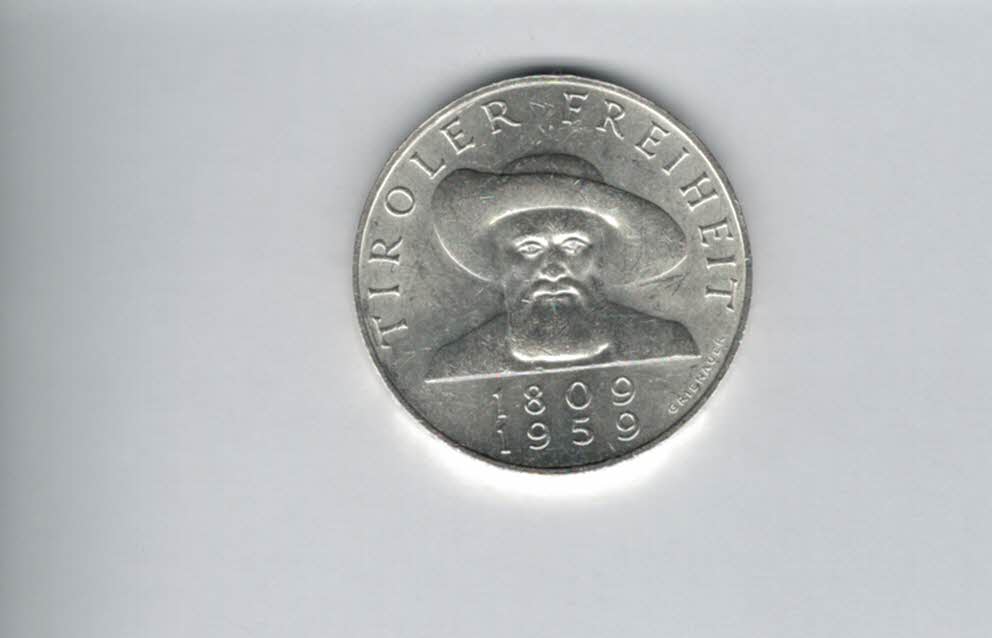  50 Schilling 1959 Andreas Hofer Tiroler Freiheit silber 18g fein Österreich Spittalgold9800 (4584/1)   