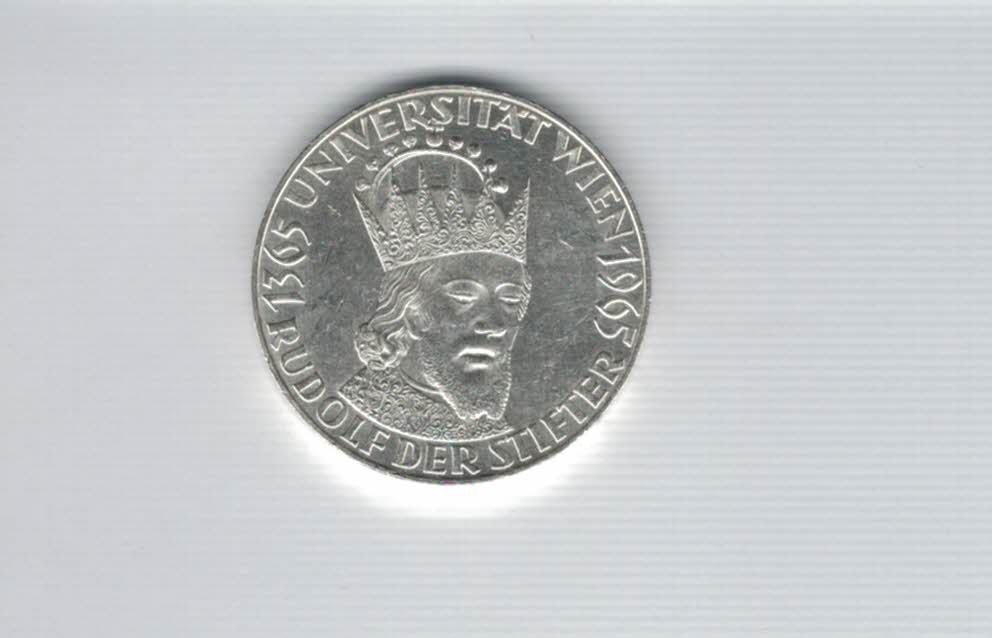  50 Schilling 1965 Universität Wien 600 J.Rudolf Stifter 18g fein Österreich Spittalgold9800 (4584/4)   