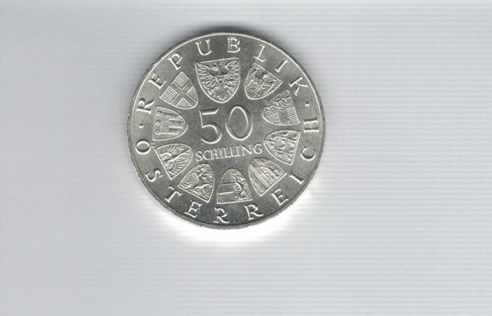  50 Schilling 1966 150 Jahre Nationalbank silber 18g fein Österreich Spittalgold9800 (4584/5)   
