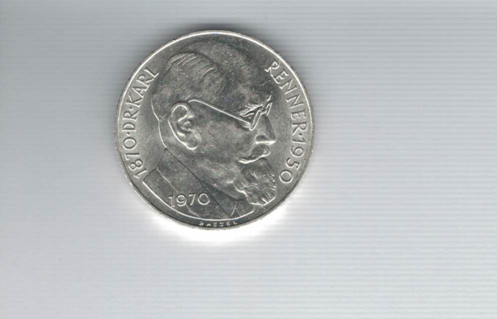  50 Schilling 1970 Karl Renner 2. Republik Ag 18g fein Österreich Spittalgold9800 (04584/10)   