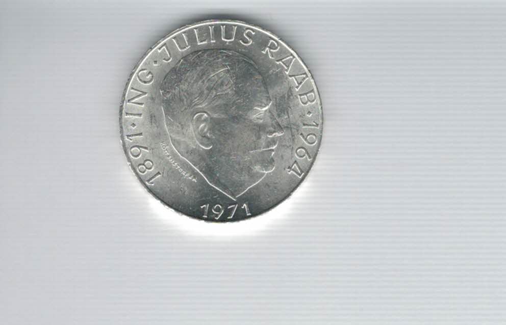  50 Schilling 1971 Julius Raab 2. Republik Ag 18g fein Österreich Spittalgold9800 (4584/11)   