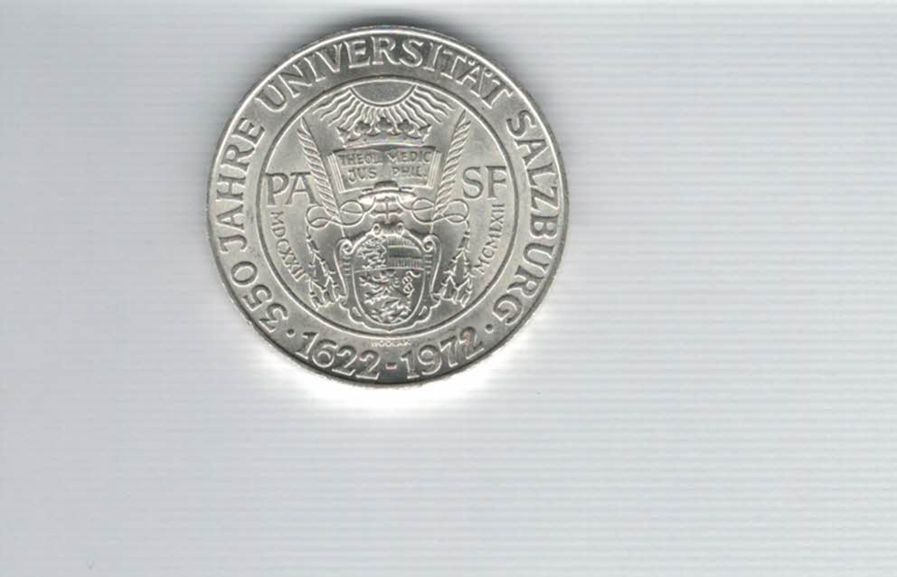 50 Schilling 1972 350 Jahre Universität Salzburg Ag 18g fein Österreich Spittalgold9800 (4584/12   
