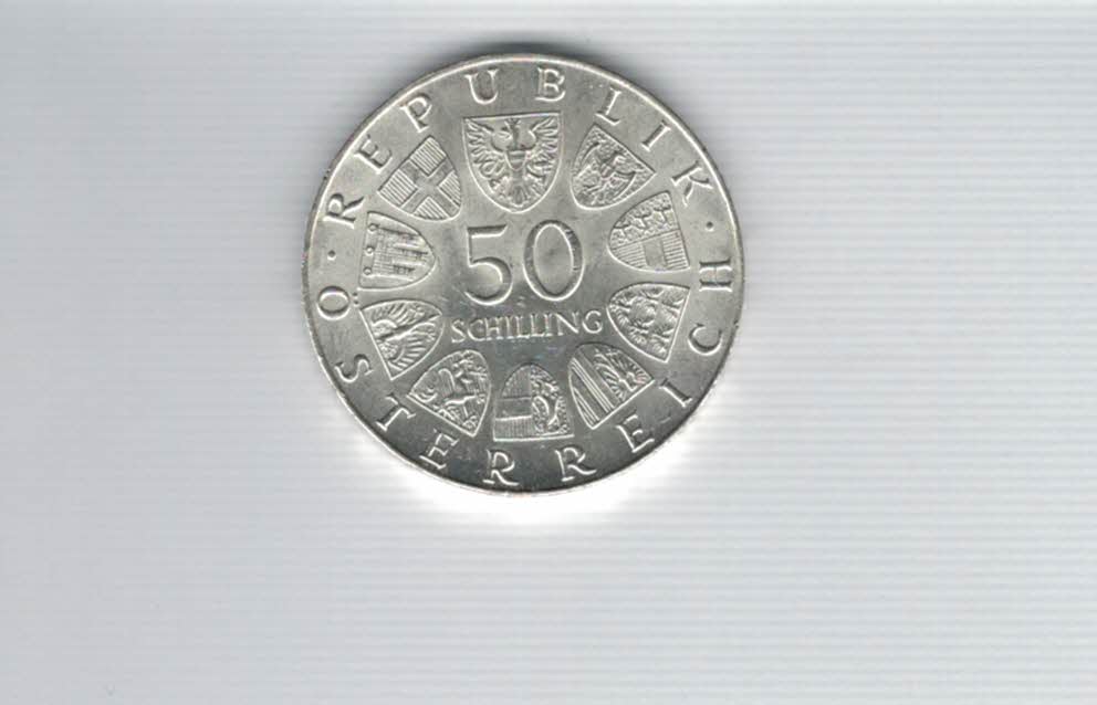  50 Schilling 1972 350 Jahre Universität Salzburg Ag 18g fein Österreich Spittalgold9800 (4584/12   