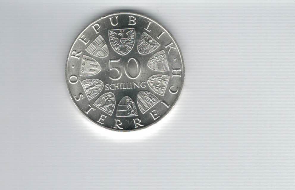  50 Schilling 1973 Theodor Körner 2. Republik Ag 18g fein Österreich Spittalgold9800 (4584/15)   