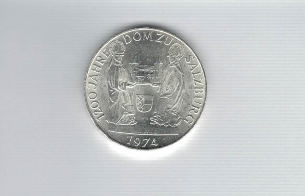  50 Schilling 1974 1200 Jahre Dom zu Salzburg Ag 12,8g fein Österreich Spittalgold9800 (4504/3)   