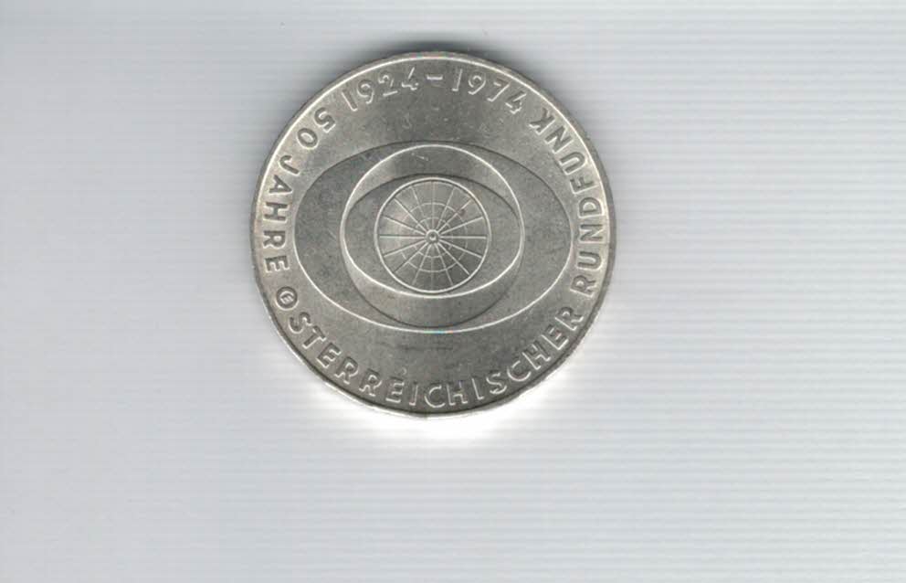  50 Schilling 1974 50 Jahre Rundfunk Ag 12,8g fein Österreich Spittalgold9800 (04504/4)   
