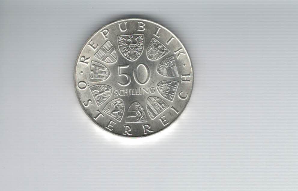  50 Schilling 1974 50 Jahre Rundfunk Ag 12,8g fein Österreich Spittalgold9800 (04504/4)   