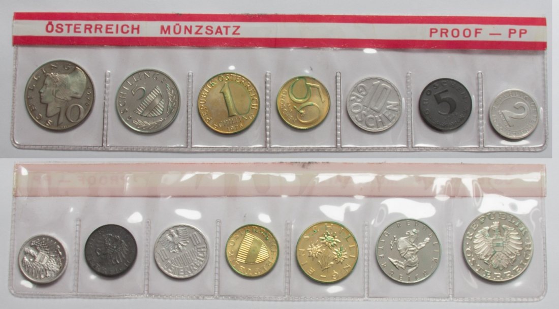  Österreich Kursmünzsatz 1976 16,67 Schilling Polierte Platte   