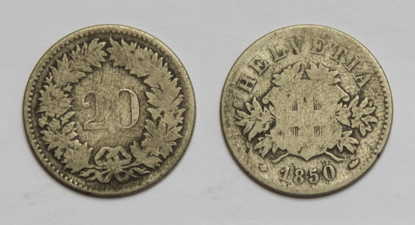  Schweiz 20 Rappen 1850 BB s   