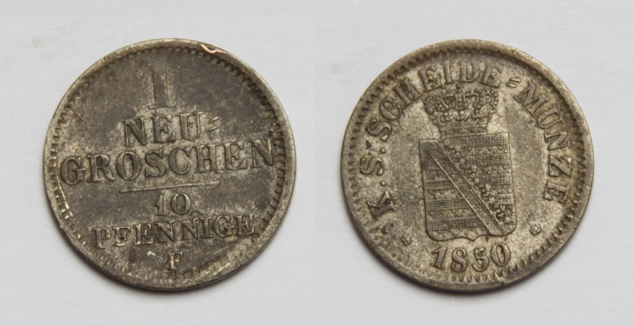  Sachsen-Albertinische Linie 1 Neugroschen/10 Pfennige 1850 F ss   