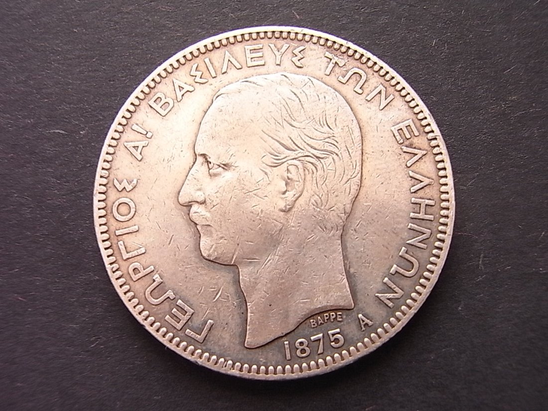  Griechenland 5 Drachmai 1875 A ss   